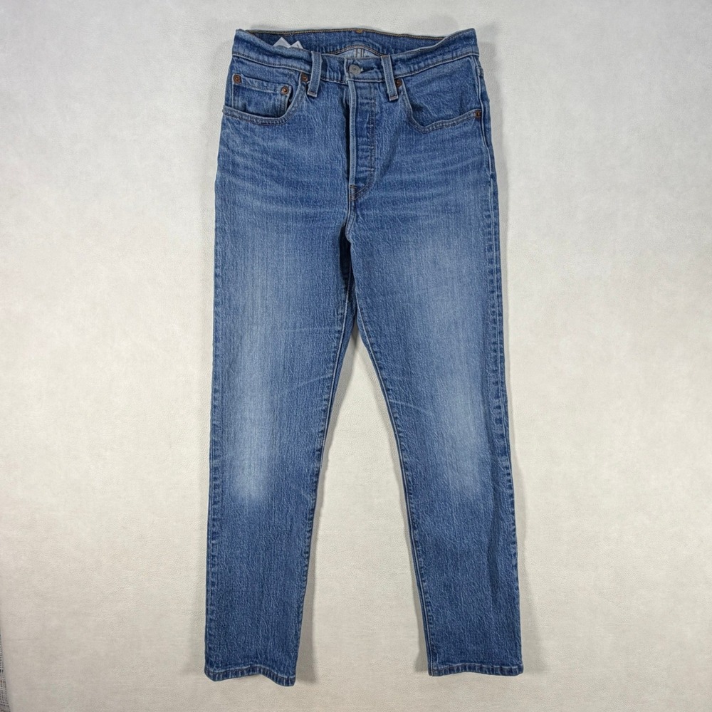 Levis 501 Skinny Jeans‎ Womens 26x28 Medium Wash Blue High Rise Denim 12501-0291